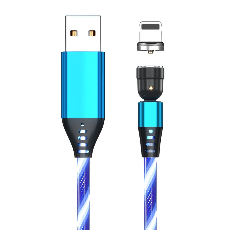 540 Rotate Luminous Magnetic Cable 3A Fast Charging Mobile Phone Charge Cable For LED Micro USB Type C For I Phone Cable - Ryprime